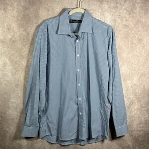 Combatant Gentleman Dress Shirt‎ Mens Size 16.5 Blue Gingham Button Up Slim Fit